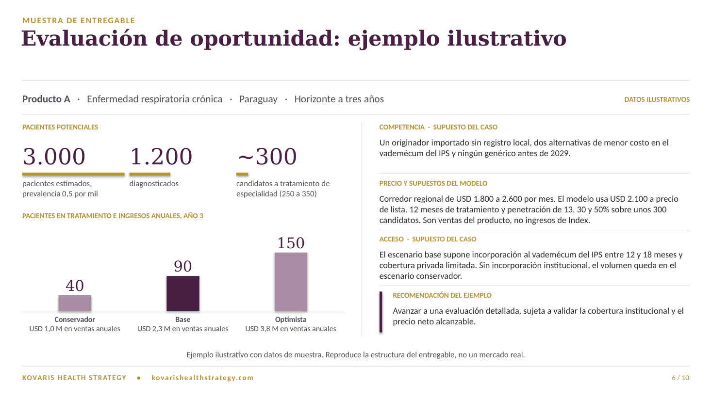 Illustrative example of an opportunity assessment page
